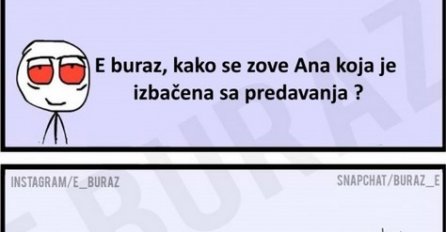 E buraz, kako se zove Ana koja je izbačena sa predavanja?