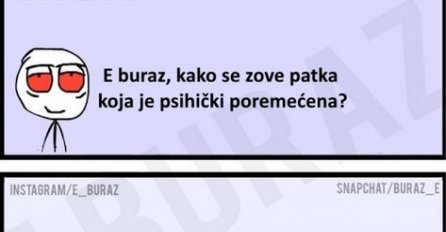 E buraz, kako se zove patka koja je psihički poremećena?