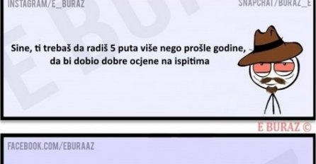 Sine, ti trebaš da radiš 5 puta više nego prošle godine...