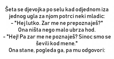 VIC : Šeta se djevojka po selu kad odjednom iza jednog ugla za njom potrci neki mladic