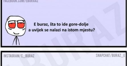 E buraz, šta to ide gore-dolje a uvijek se nalazi na istom mjestu?