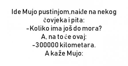 VIC : Ide Mujo pustinjom,naiđe na nekog čovjeka i pita: