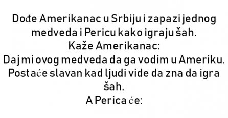 VIC : Dođe Amerikanac u Srbiju i zapazi jednog medveda i Pericu kako igraju šah.