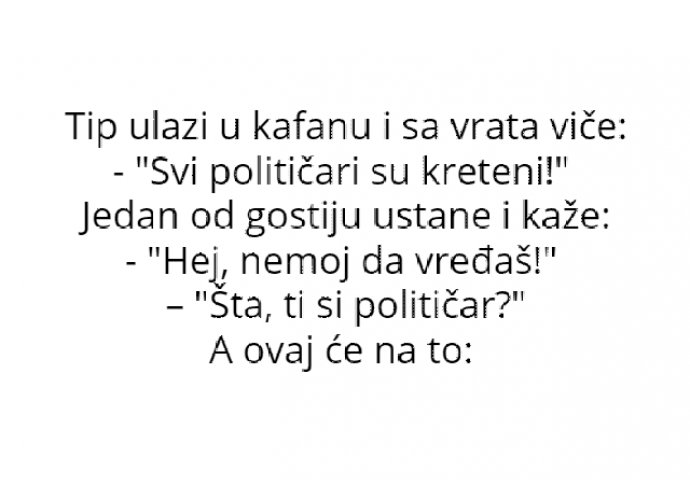 VIC : Tip ulazi u kafanu i sa vrata viče: