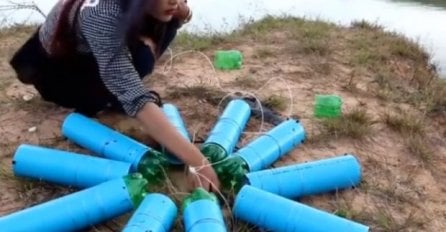 PRUT I MREŽA VAM VIŠE NEĆE BITI POTREBNI: Isjekla je plastične flaše i upecala gomilu riba za večeru (VIDEO)