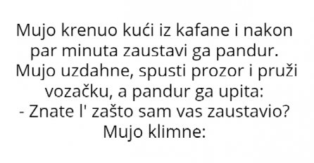 VIC : Mujo krenuo kući iz kafane i nakon par minuta zaustavi ga pandur.