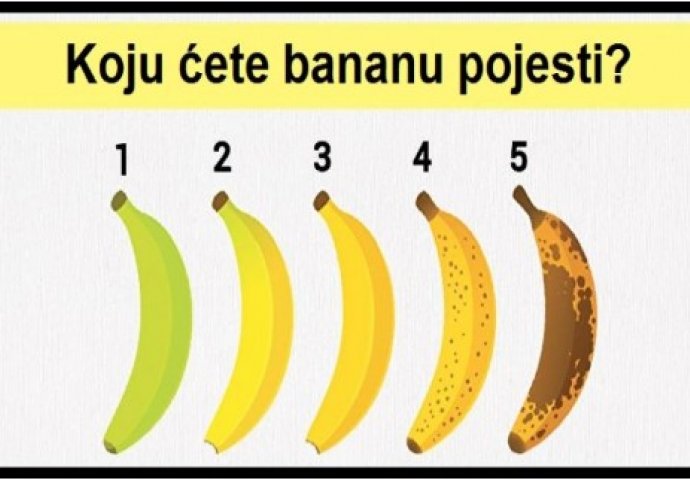 Izbor banane otkriva važne činjenica o vašem zdravlju ! Koju bananu biste prije pojeli? 