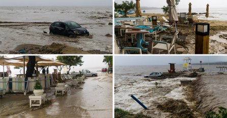 KATAKLIZMIČNI PRIZORI NAKON POTOPA U GRČKOJ: Automobili završili u moru,  ljudi u nevjerici posmatrali šta se događa 