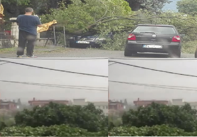 Olujno nevrijeme u Crnoj Gori: Naselja u mraku, grom udario u drvo koje se srušilo na automobil! (VIDEO)