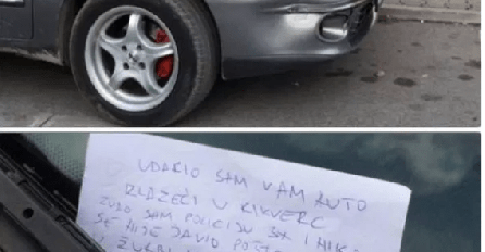 SRBIN UDARIO AUTO NA PARKINGU, A ONDA OŠTEĆENOM OSTAVIO NEVJEROVATNU PORUKU: "Zar je ovo uopšte moguće?" (FOTO)