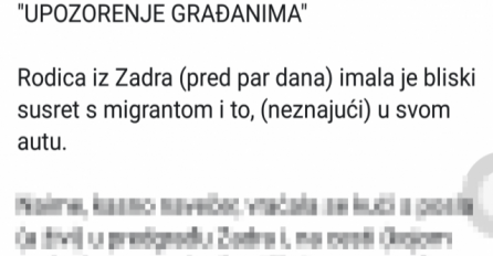 UPOZORENJE GRAĐANIMA ŠIRI SE INTERNETOM:  "Rodica iz Zadra imala je bliski susret s migrantima..." 
