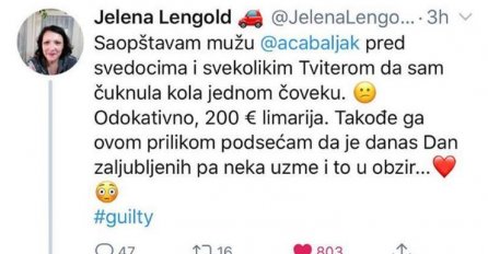 JELENA JE "ČUKNULA" AUTO, PA MUŽU OSTAVILA URNEBESNU PORUKU: Ovakav odgovor sigurno nije očekivala! (FOTO)
