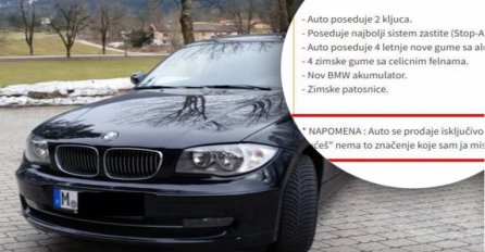 OGLAS ZA BMW  IZ SRBIJE POSTAO HIT:  Prodaje tek kupljen automobil, jer je tek sada shvatio šta znači OVA PORUKA NJEGOVE ŽENE (FOTO)