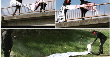 Organizacija Mlada Vojvodina spalila transparent koji veliča Radovana Karadžića