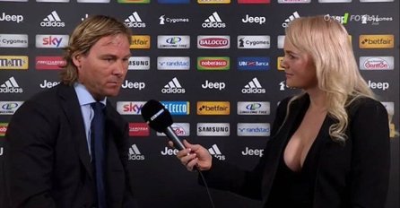 Voditeljica s bujnim dekolteom TOTALNO ZBUNILA LEGENDARNOG FUDBALERA