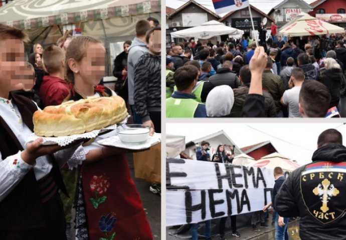 SRAMNO! PROVOKACIJE ISPRED PEKARE VLASNIKA ALBANCA U BEOGRADU NE PRESTAJU! Ispred pekare Albanca dijelili slavski kolač i so