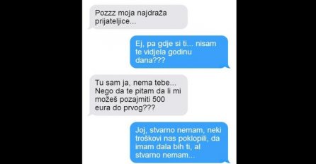 Moja “najbolja” prijateljica… Pogledajte šta mi je napisala nakon što joj nisam pozajmila 500 eura… a stvarno nemam…