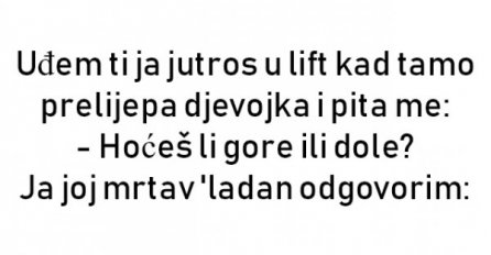 VIC : Uđem ti ja jutros u lift kad tamo prelijepa djevojka i pita me