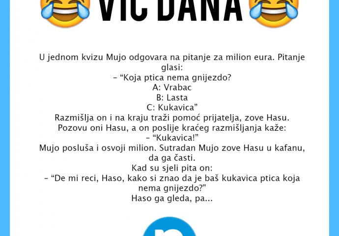 VIC DANA: U jednom kvizu Mujo odgovara na pitanje za milion eura