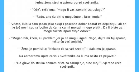 VIC DANA: Jedna žena sjedi u avionu pored sveštenika