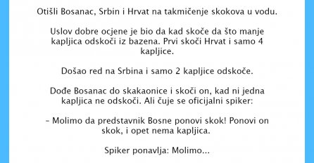 VIC DANA: Otišli Bosanac, Srbin i Hrvat na takmičenje skokova u vodu