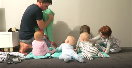 Super tata demonstrirao je kako uspješno spremiti šestero djece za spavanje (VIDEO)