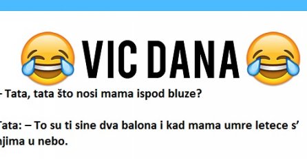 VIC DANA: Tata, tata što nosi mama ispod bluze?  - To su ti sine dva balona i kad mama umre letece s’ njima u nebo. Jednoga dana dođe otac ranije kući, a sin...
