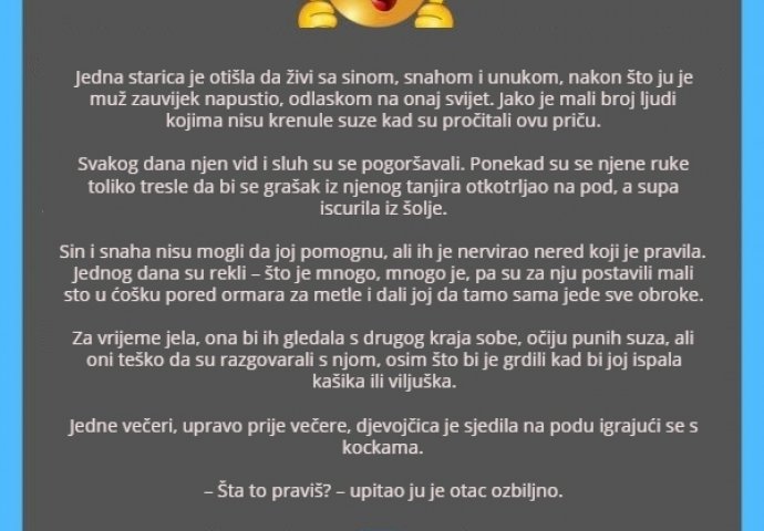 POUČNA PRIČA: Odbacili su staru i bolesnu majku, EVO KAKO IM SE VRATILO