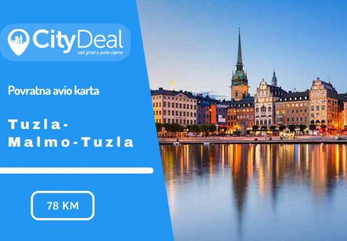 Povratna avio karta Tuzla - Malmo - Tuzla sa uključenim aerodromskim taksama uz CityDeal!