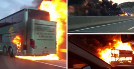 STRAVIČAN PRIZOR: Zapalio se autobus, kolone automobila duge četiri kilometra