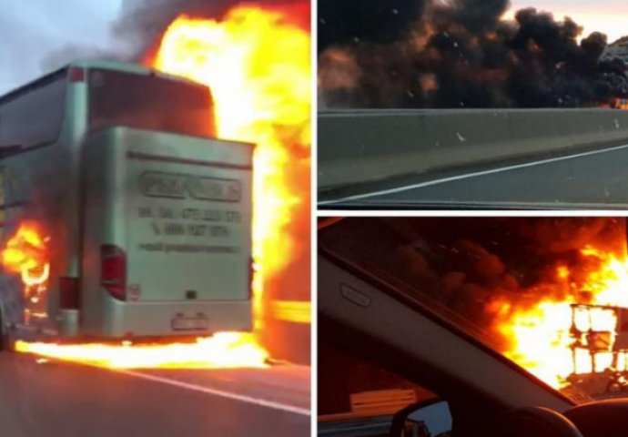 STRAVIČAN PRIZOR: Zapalio se autobus, kolone automobila duge četiri kilometra