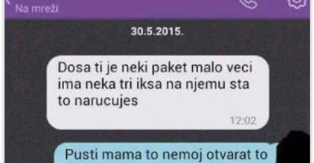 Ono kad naručiš nešto što mama ne smije da vidi, a poštar PAKET URUČI BAŠ NJOJ pa dobiješ ovakvu poruku