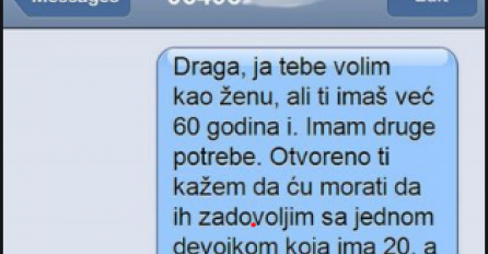 HIT SMS: Muž javio ženi da će je prevariti sa mlađom, ali njen odgovor ga je uništio skroz!