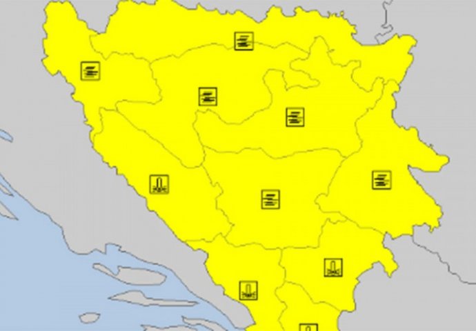 Upaljen žuti meteoalarm za područje Bosne i Hercegovine