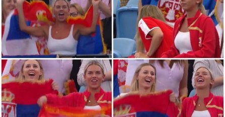 MISTERIOZNA SRPKINJA OGRNUTA ZASTAVOM OPČINILA JE PLANETU, NA TRIBINA U SIDNEJU SVE OČI U NJU UPRTE:  Zbog nje su kamere često skretale sa Novaka i Ducija! FOTO