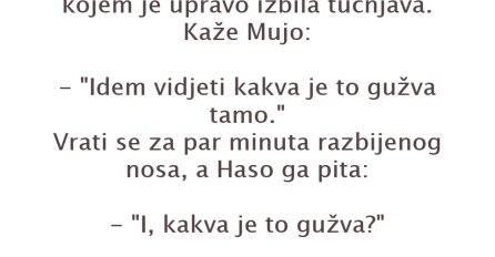 VIC: Prolaze Mujo i Haso kraj kafića u kojem je upravo izbila tučnjava.