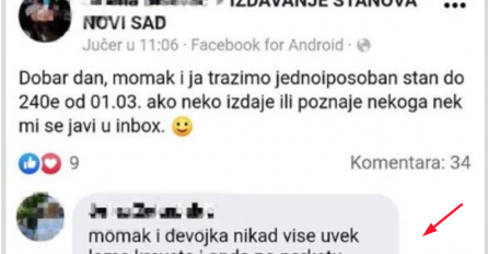 DJEVOJKA TRAŽILA STAN ZA IZNAJMLJIVANJE DA TU ŽIVI S MOMKOM, A ONDA SE JAVILA OVA GOSPOĐA: Njen komentar šokirao je Srbiju!
