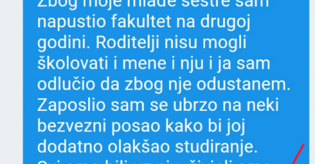 "Zbog mlađe sestre sam napustio fakultet"