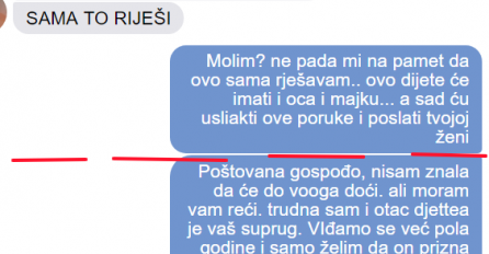SAZNALA SAM DA SAM TRUDNA I ODMAH SAM JAVILA NJEGOVOJ ŽENI, poslala sam joj i našu sliku kao dokaz: KAD MI JE OVO NAPISALA ZGROZILA SAM SE, KAKAV MONSTRUM!