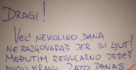 BIO SAM LJUT NA SUPRUGU DANIMA, A ONDA MI JE OSTAVILA OVO PISMO NA STOLU: Kad sam pročitao zadnji dio ODVALIO SAM SE SMIJATI, KOGA SAM JA OVO OŽENIO?