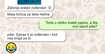HTJELA SAM SE NAŠALITI SA ZETOM, PA SAM MU NAPRAVILA TORTU U OBLIKU TOALET PAPIRA ZA ROĐENDAN: A onda mi je on OVO POSLAO, ZGROZILA SAM SE