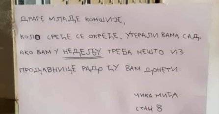 CIJELA SRBIJA PLAČE OD SMIJEHA, čika Mića ostavio poruku na ulazu u ZGRADU: "Drage mlade komšije, kolo sreće se okreće, UTJERALI SU SAD..."