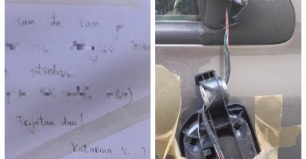 KAD JE VIDIO OVU PORUKU PORED SLOMLJENOG RETROVIZORA ZGRANUO SE: Evo šta mu je napisala, ovo ima samo u Srbiji ( FOTO)