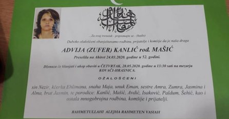 AVDIJA KANLIĆ PREMINULA PRIJE 2 MJESECA BIT ĆE UKOPANA SUTRA: U subotu izvršena obdukcija, objavljeni detalji