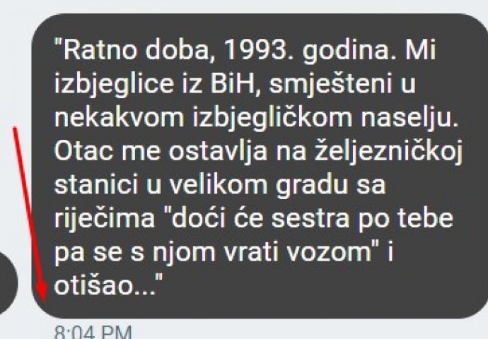 "Ratno doba, 1993. godina. Mi izbjeglice iz BiH, smješteni u nekakvom izbjegličkom naselju.."