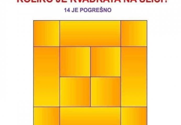 OVO JE MOZGALICA KOJU SKORO SVI RIJEŠE POGREŠNO: Koliko kvadrata vidite na slici?