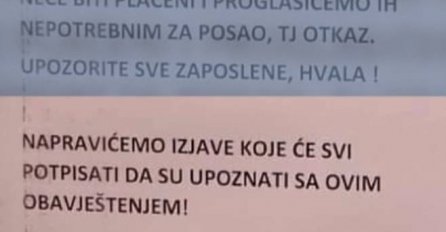 "KO SE ZARAZI KORONOM - DOBIT ĆE OTKAZ" Na prodavnici osvanulo prijeteće pismo radnicima, ČEKATE DA VIDITE OSTATAK