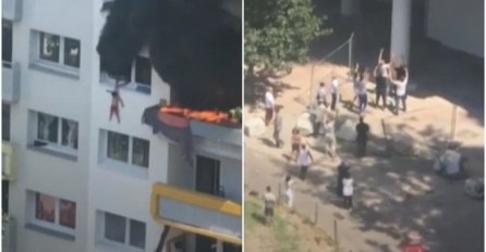 BACALI DJECU SA TREĆEG SPRATA, LJUDI IH HVATALI NA ULICI: Izbio požar u zgradi, STRAVIČNE SCENE (VIDEO)