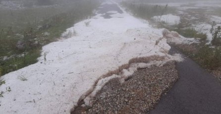 MJEŠTANI NE PAMTE OVAKVU OLUJU, GROM PREPOLOVIO STABLO: Padala žestoka ledena kiša, SVE ZABIJELILO