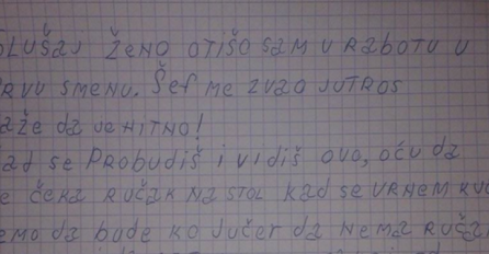 MUŽ JE MORAO HITNO NA POSAO, NA STOLU SAM ZATEKLA OVU PORUKU: Kad sam vidjela zadnju rečenicu POLUDJELA SAM OD MUKE (FOTO) 